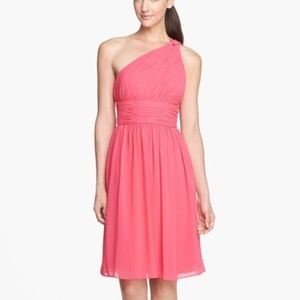 Donna Morgan Rhea One Shoulder Chiffon Dress